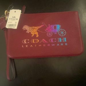 BNWT! Coach Rexy and Carriage Wristlet in Deep Red!